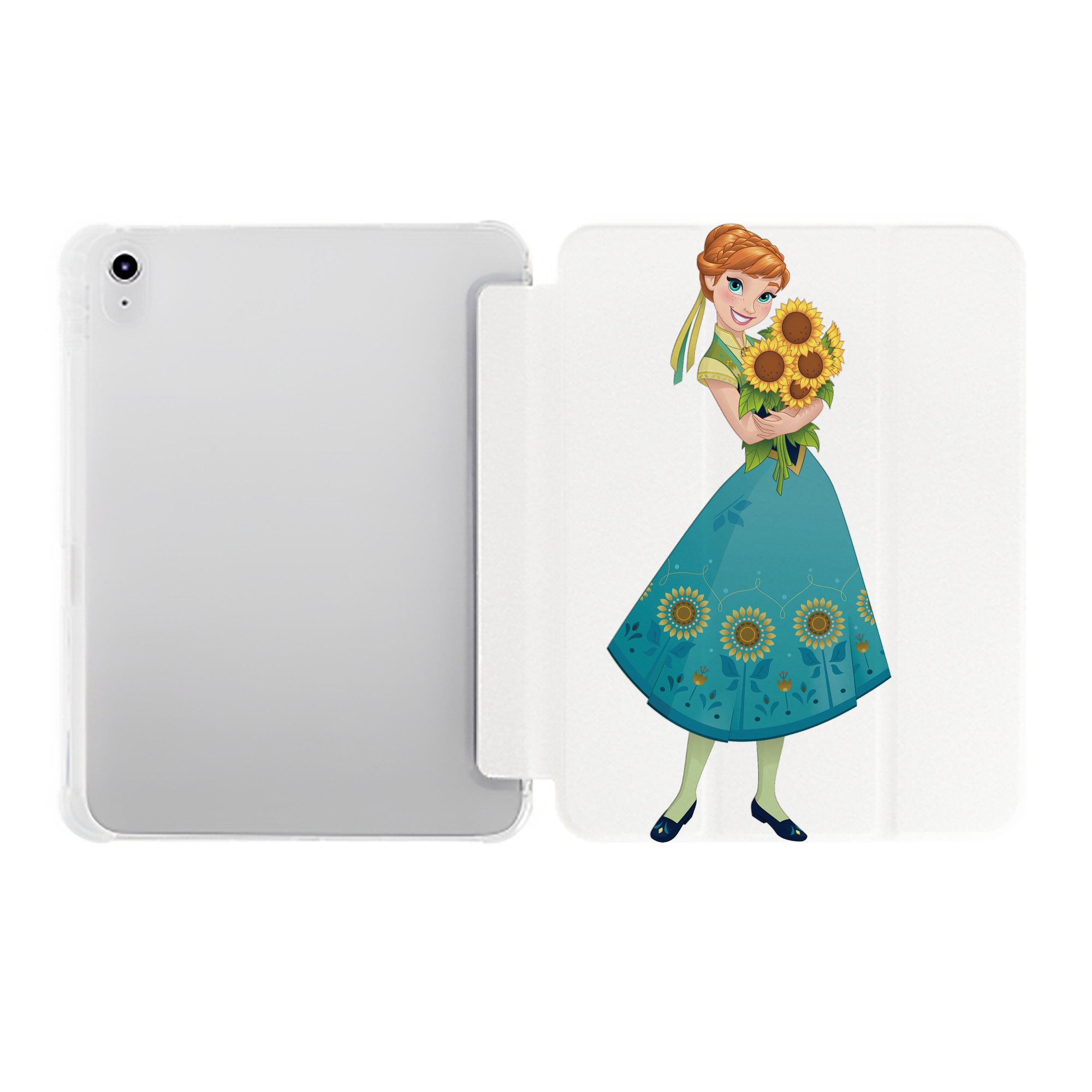 （画像用） アナと雪の女王 アンナ エルサ Frozen Anna Elsa IPad ケース ペン収納付き 三つ折りスタンド PUレザー×シリコン 対応機種9.5/10.5/10.9インチ